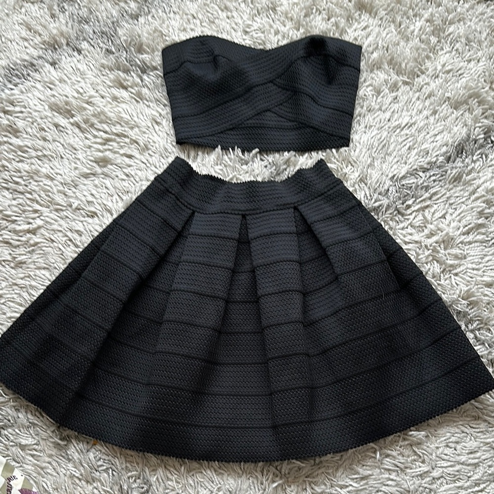 Express Black Strapless Top and Skirt Set